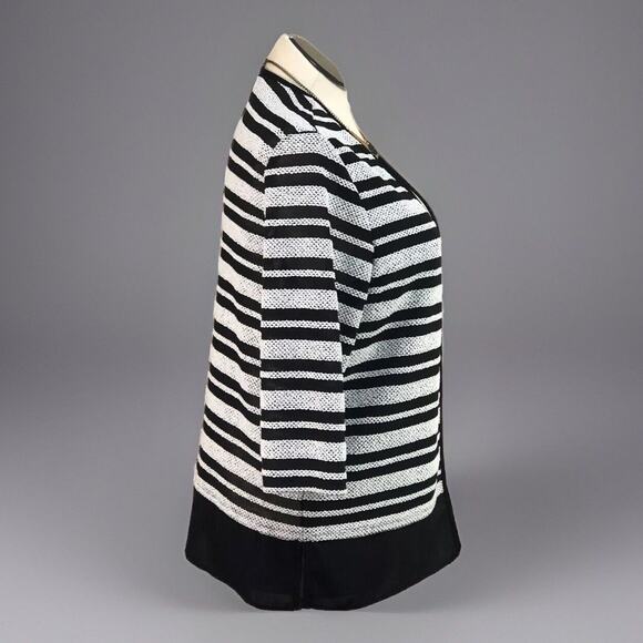 Alfred Dunner Cardigan Womens S Striped Black White Lined Career Open Front Top - Picture 4 of 11